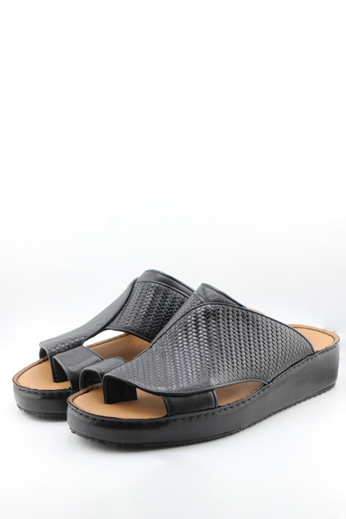 DFC Relax Men Embossed Print Leather Slide Sandals